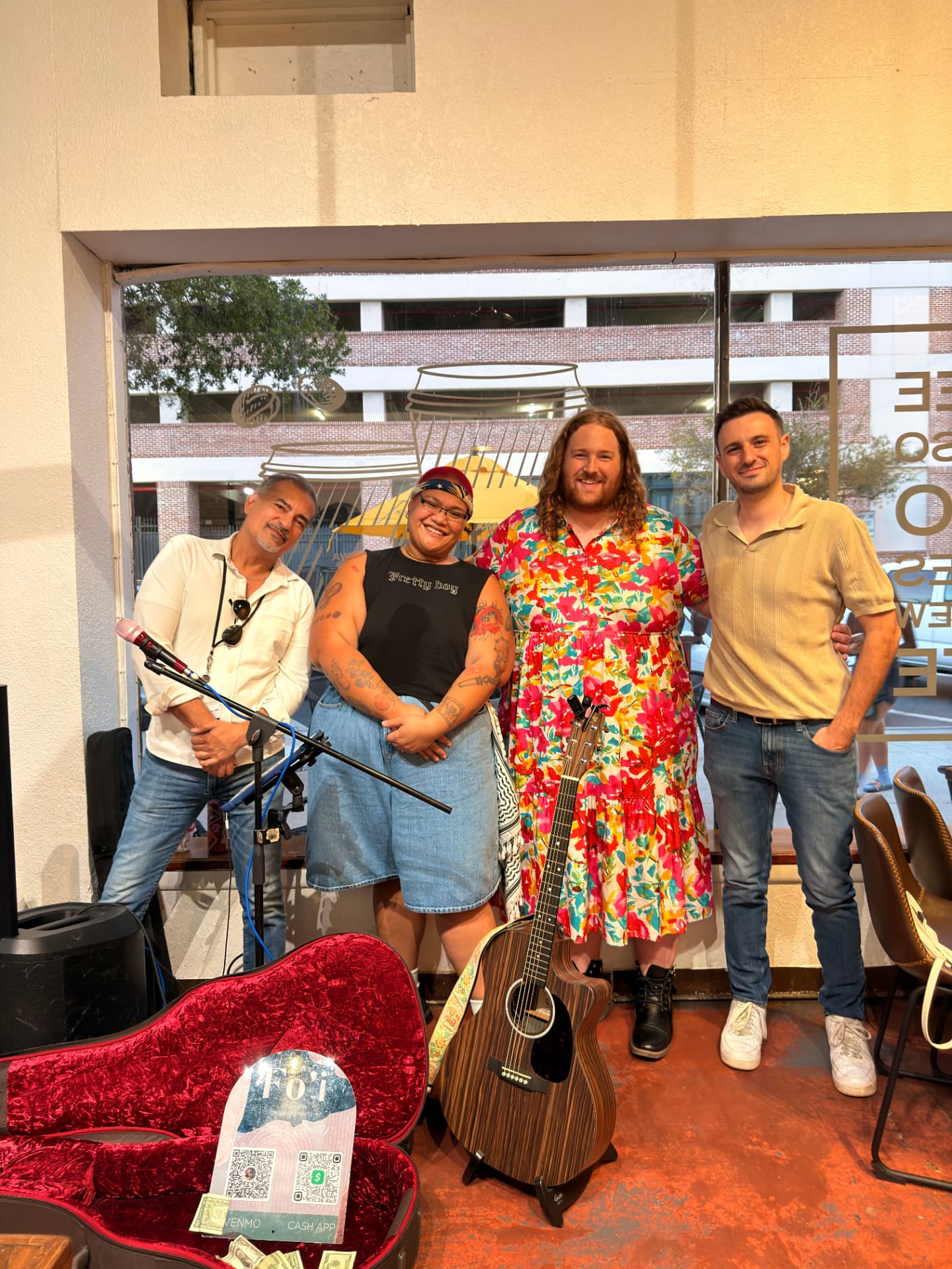 Story Keepers artists and musicians after a cafe performance in downtown St. Petersburg